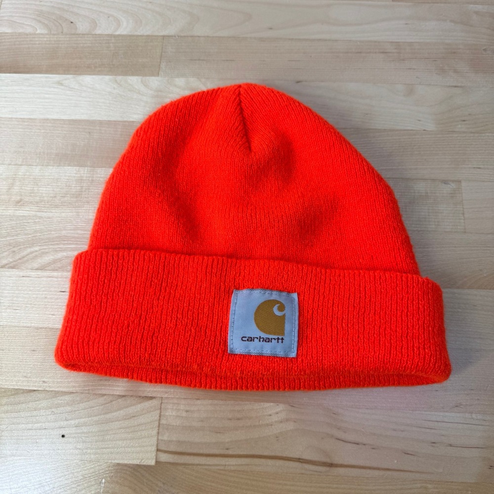 Carhartt Watch Hat Beanie Blaze Orange Acrylic Knit Cuffed One Size A18BOG